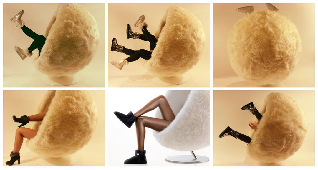 Photo shooting in the UGG Egg chair at Cremerie de Paris