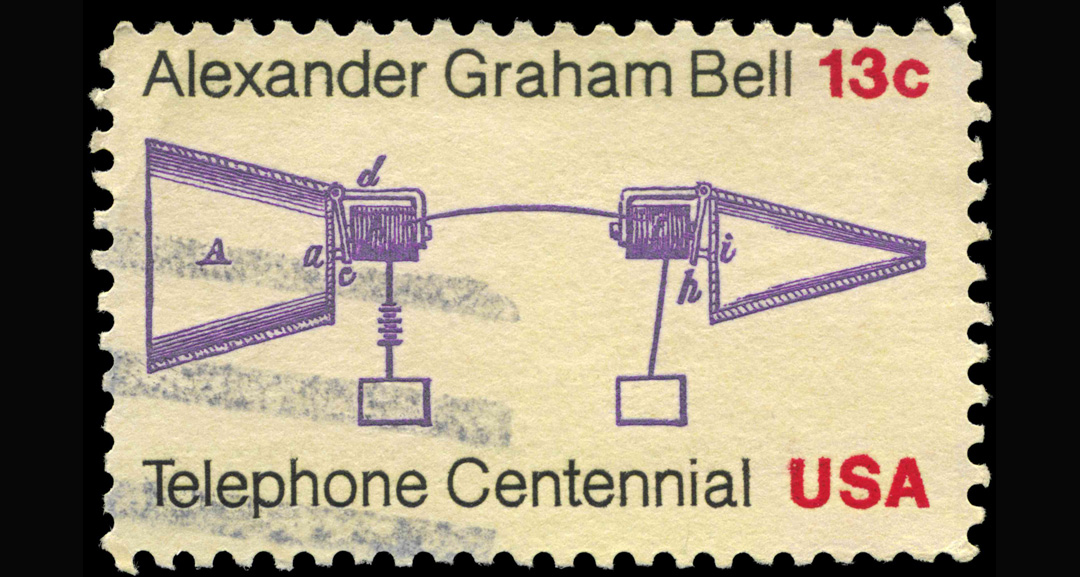 Phone invention centenary stamp