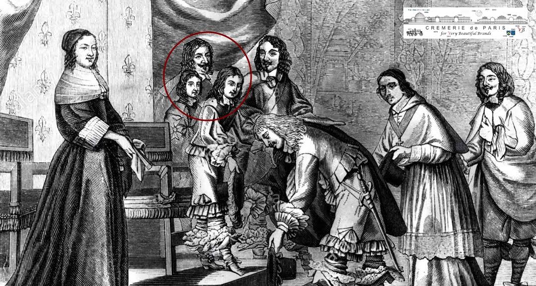 Louis XIV in 1649 with his mother and Nicolas V de Villeroy