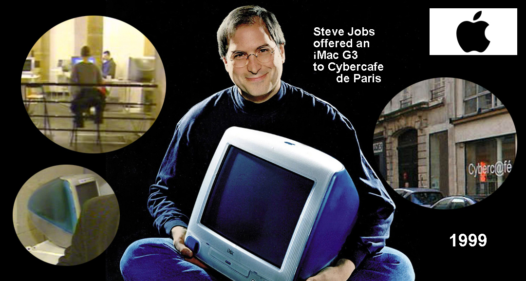 Steve Jobs presenting an Apple iMac Cybercafe de Paris